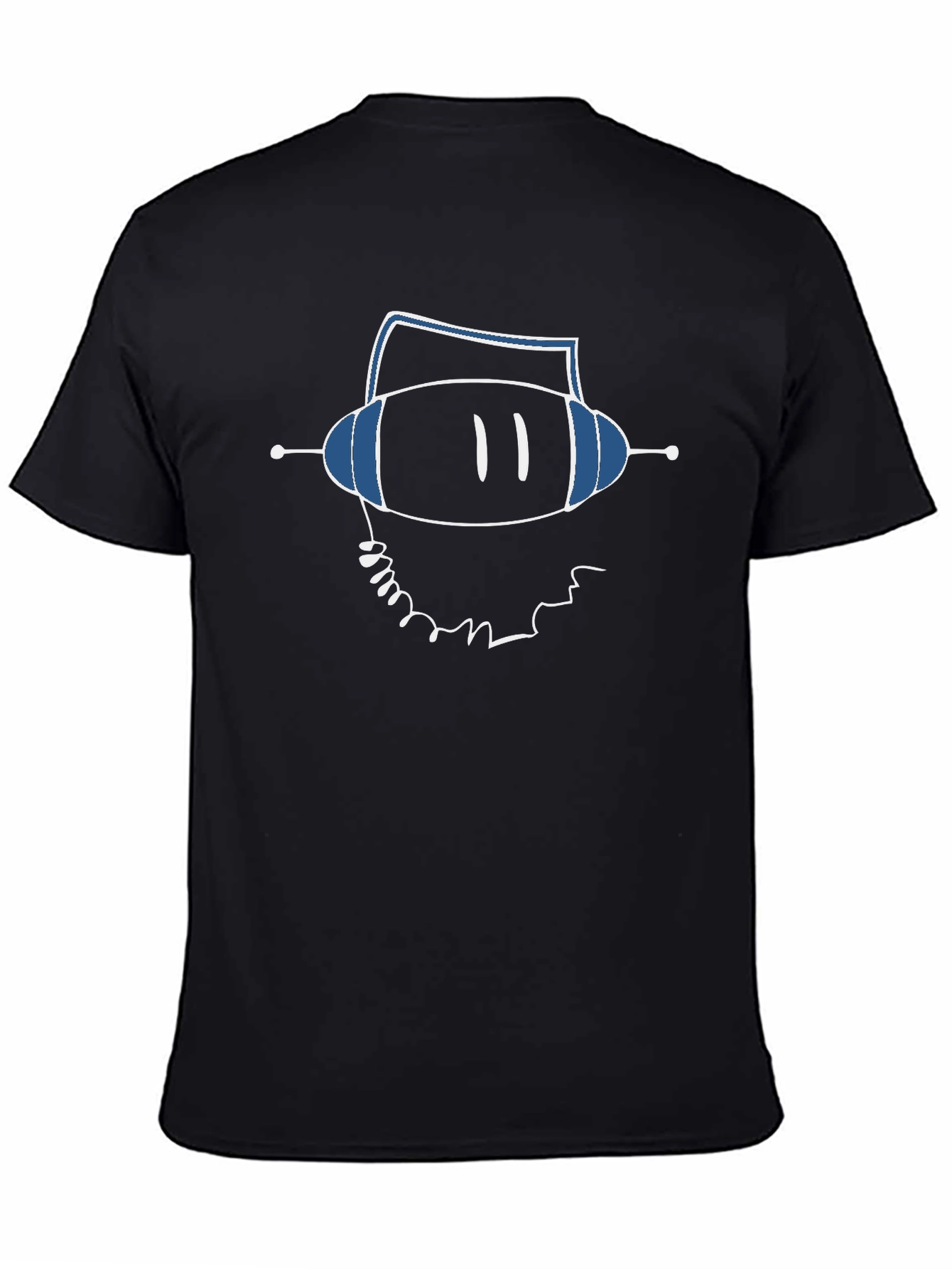Retro Robot Graphic Tee - Black Cotton T-Shirt