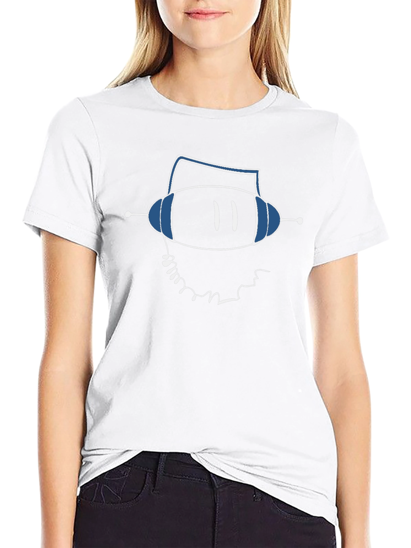 Retro Robot Graphic Tee - Black Cotton T-Shirt