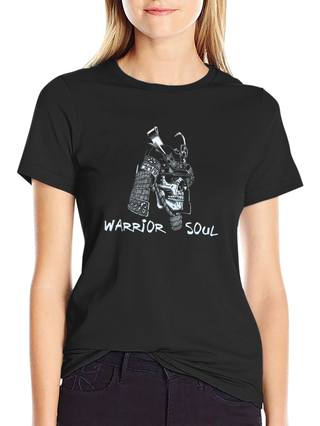 Warrior Soul Samurai Skull Graphic Black T-Shirt