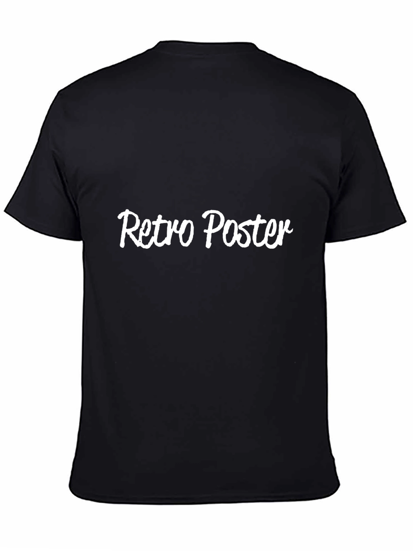 Retro Poster Style Black Cotton T-Shirt