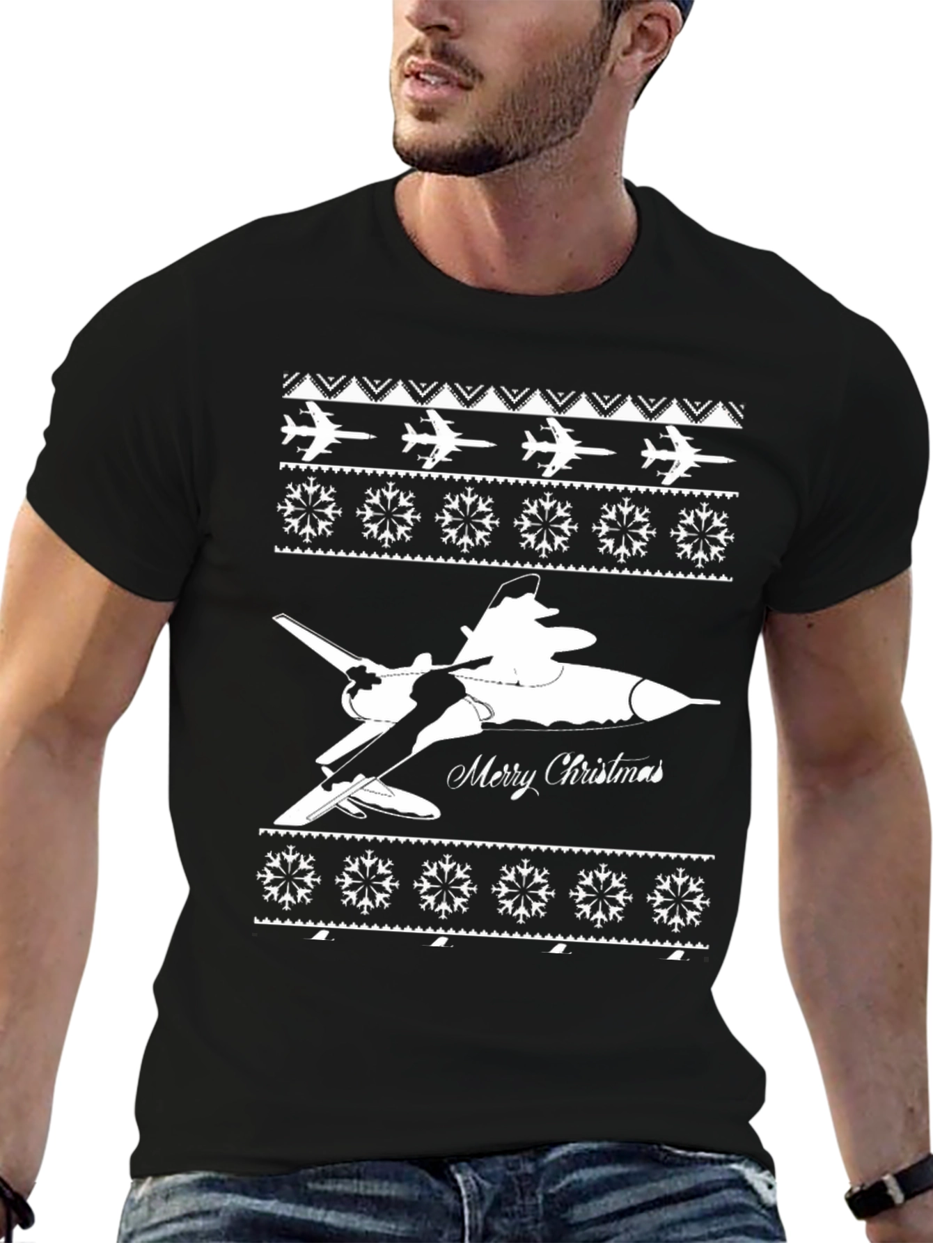Jet Fighter Merry Christmas T-Shirt