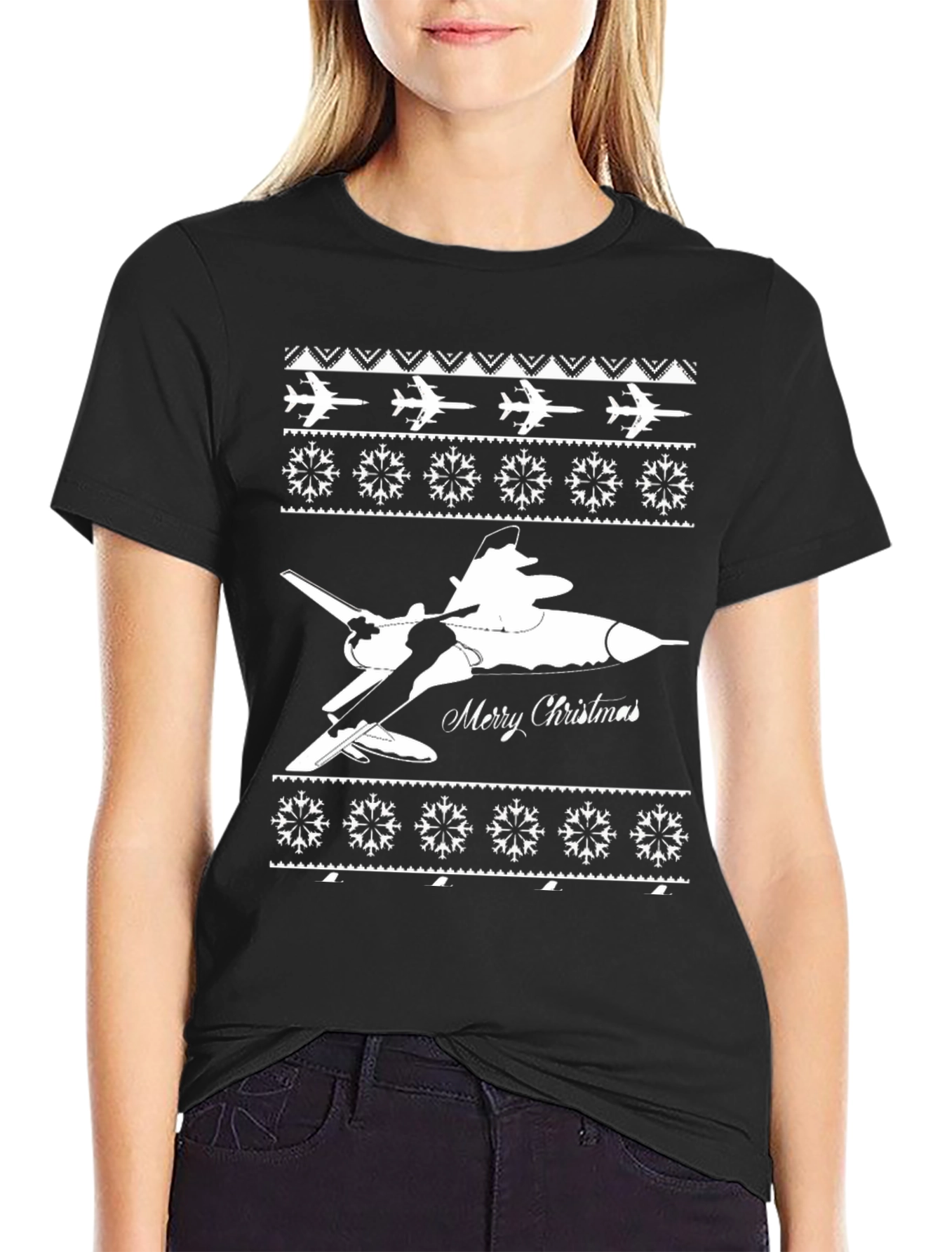 Jet Fighter Merry Christmas T-Shirt