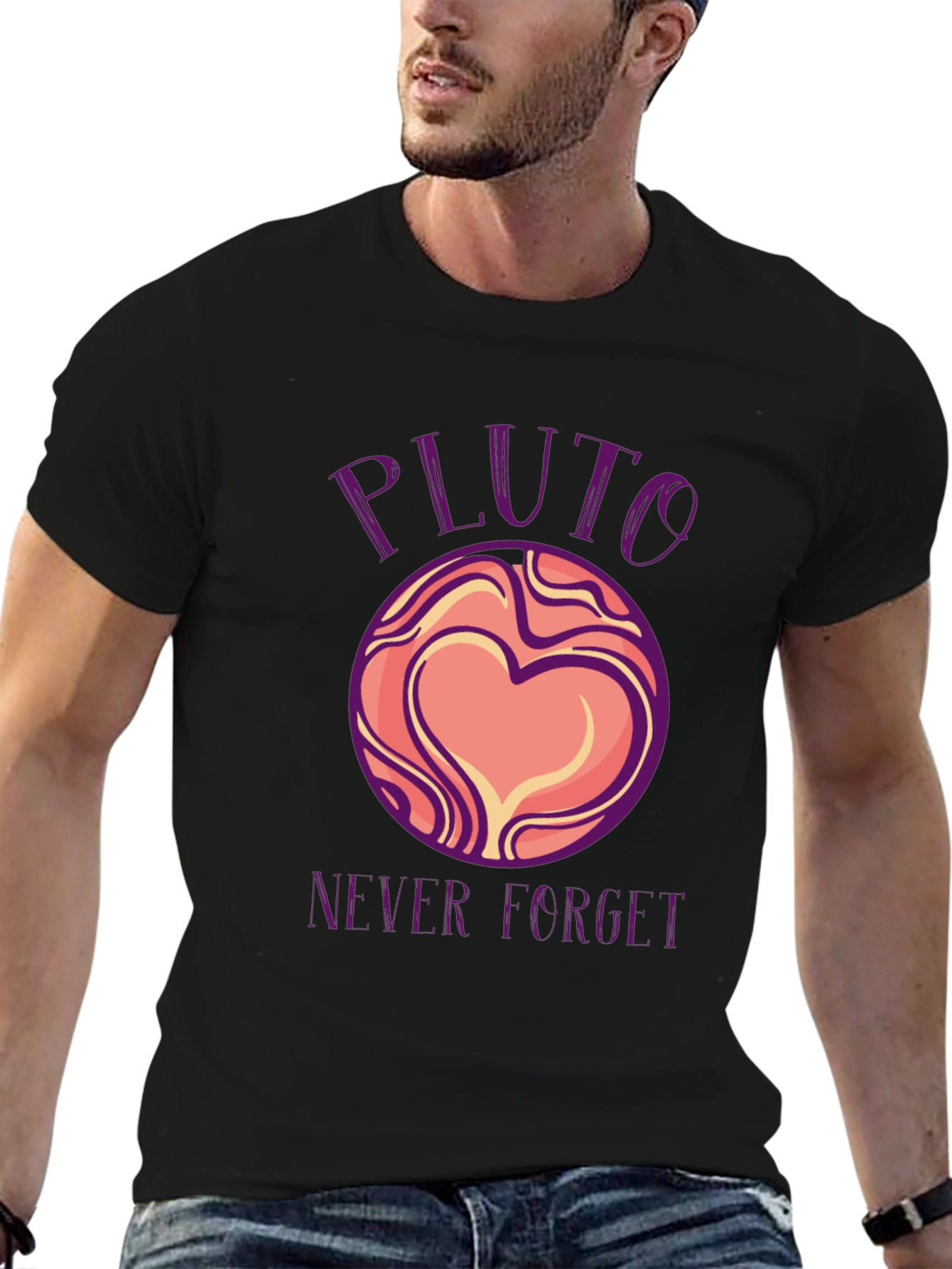 Pluto Never Forget Black Graphic Tee