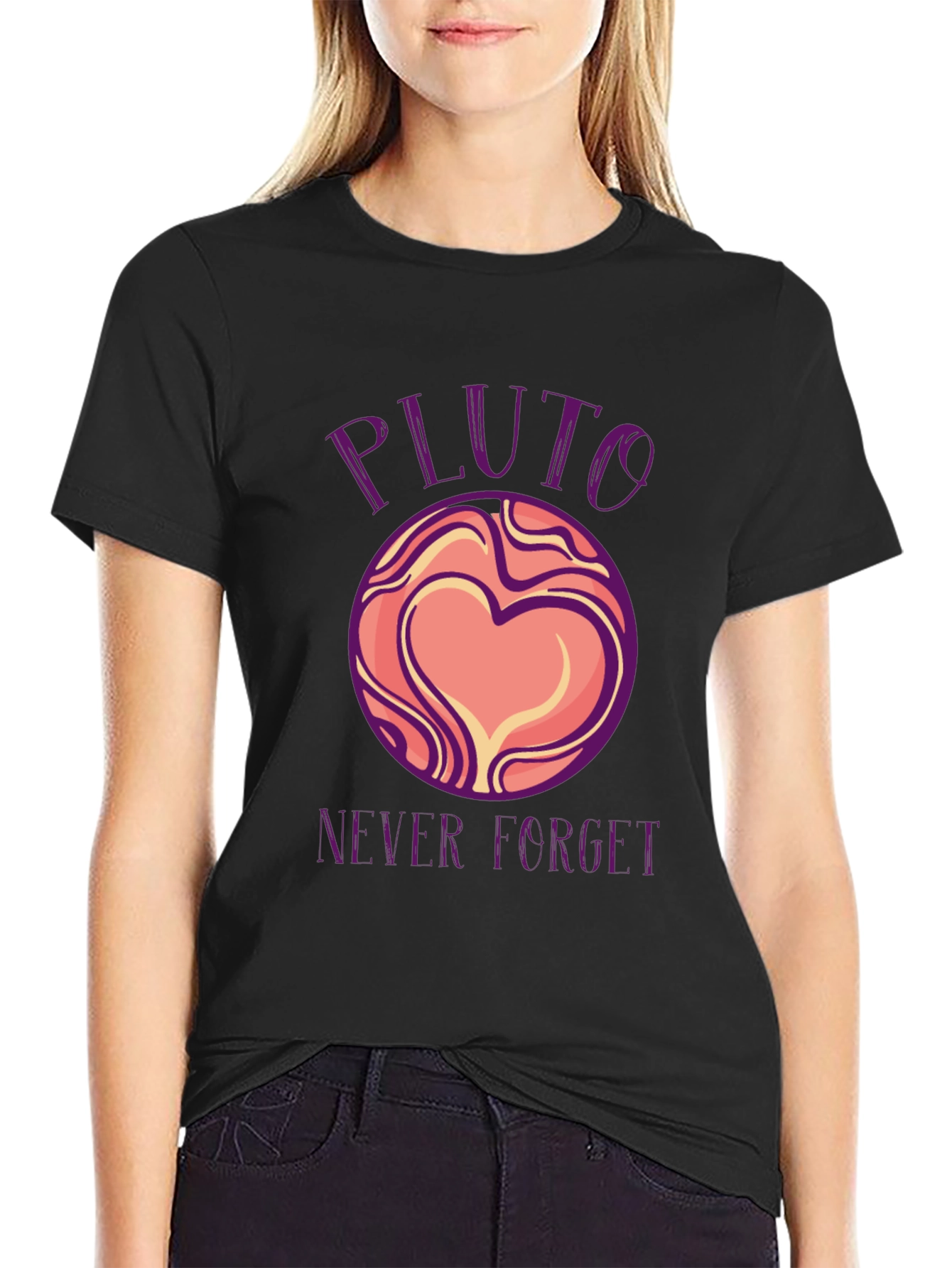 Pluto Never Forget Black Graphic Tee