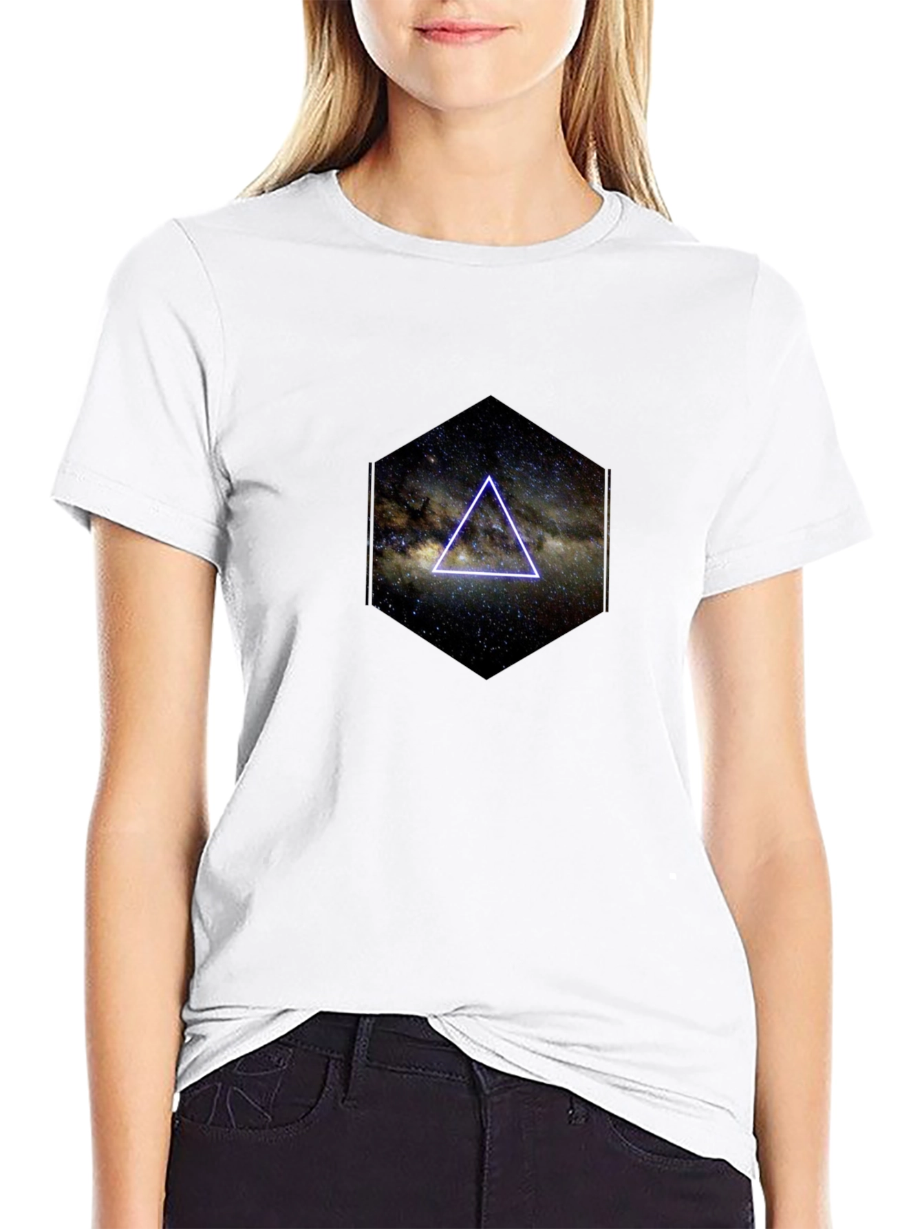 Cosmic Triangle Graphic Black T-Shirt