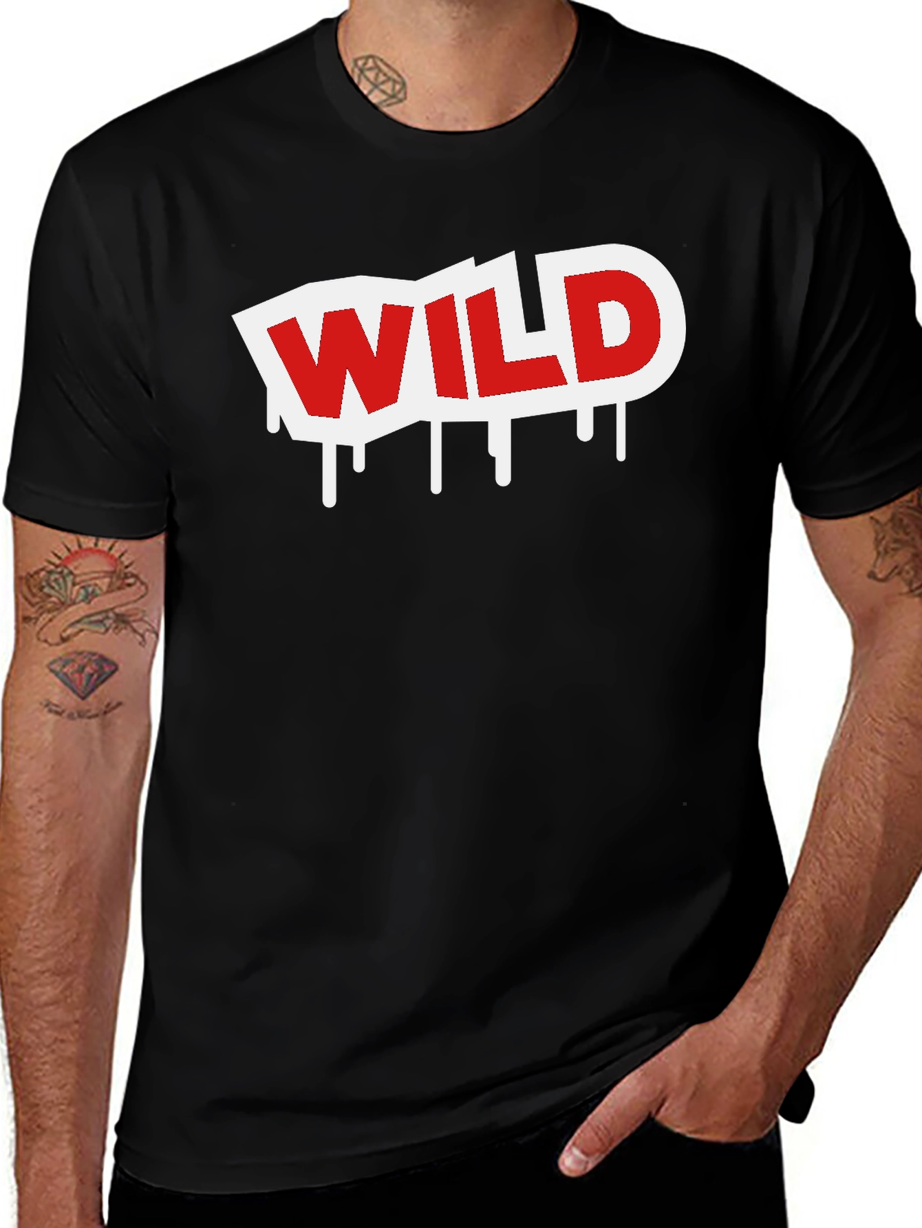 Wild Graphic Print Black T-Shirt