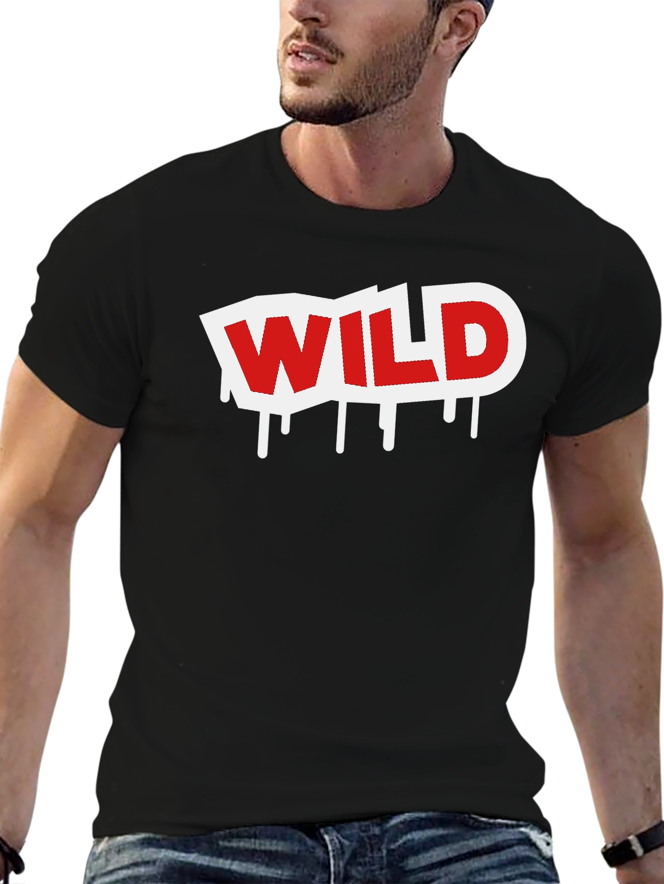 Wild Graphic Print Black T-Shirt