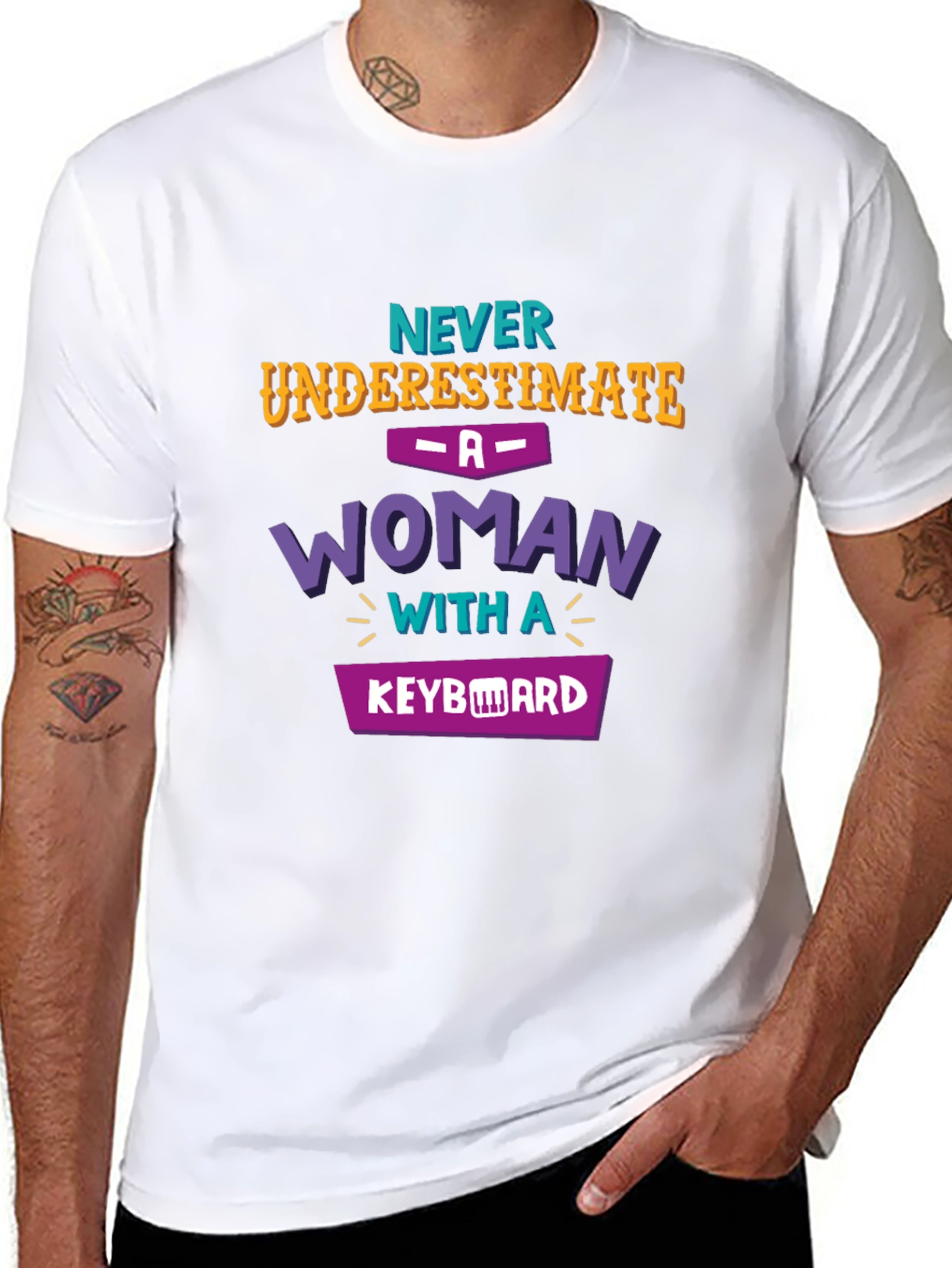 Never Underestimate Woman Keyboard T-Shirt
