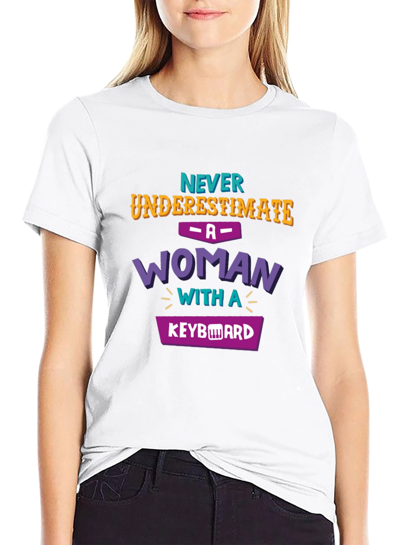 Never Underestimate Woman Keyboard T-Shirt