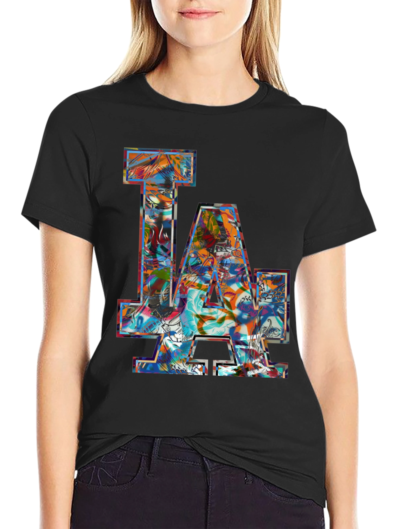 LA Dodgers Graphic Print Mens Black T-Shirt