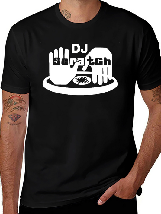 DJ Scratch Graphic Tee - Black Cotton Blend
