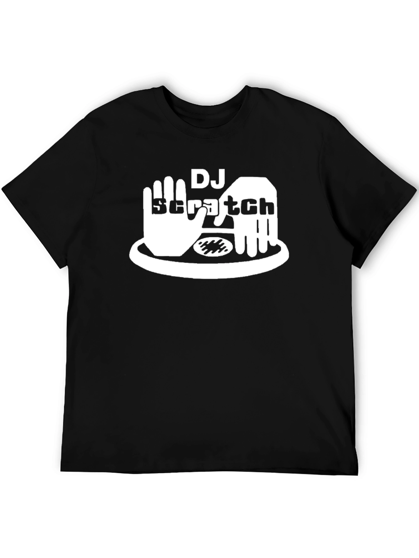 DJ Scratch Graphic Tee - Black Cotton Blend