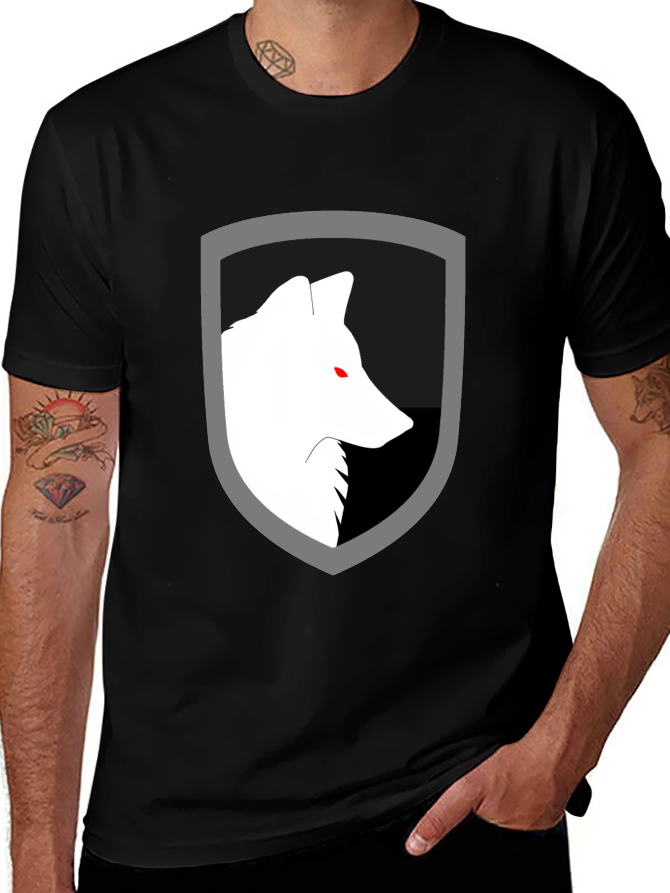 Wolf Shield Graphic Tee - Black Cotton Blend