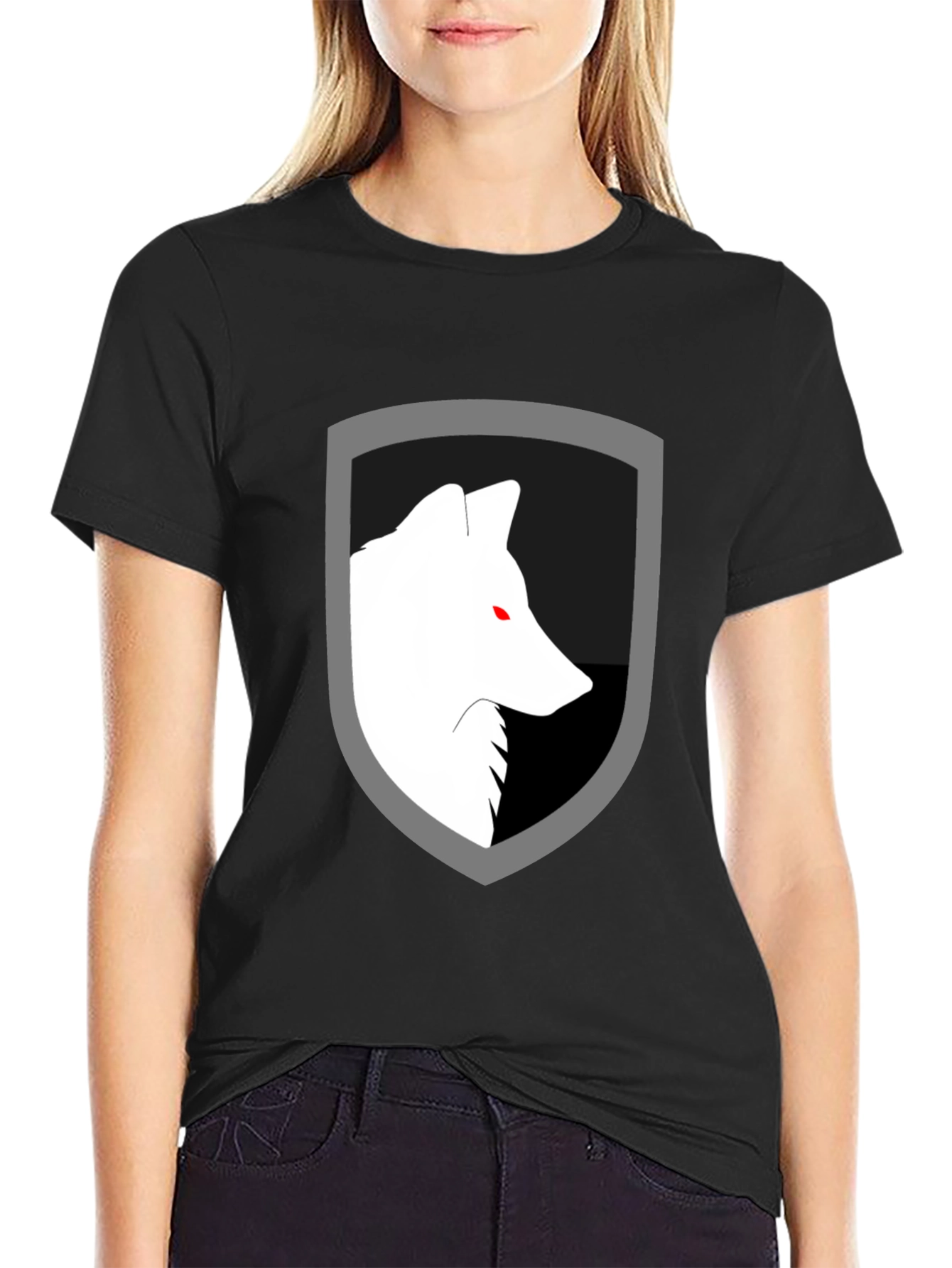 Wolf Shield Graphic Tee - Black Cotton Blend