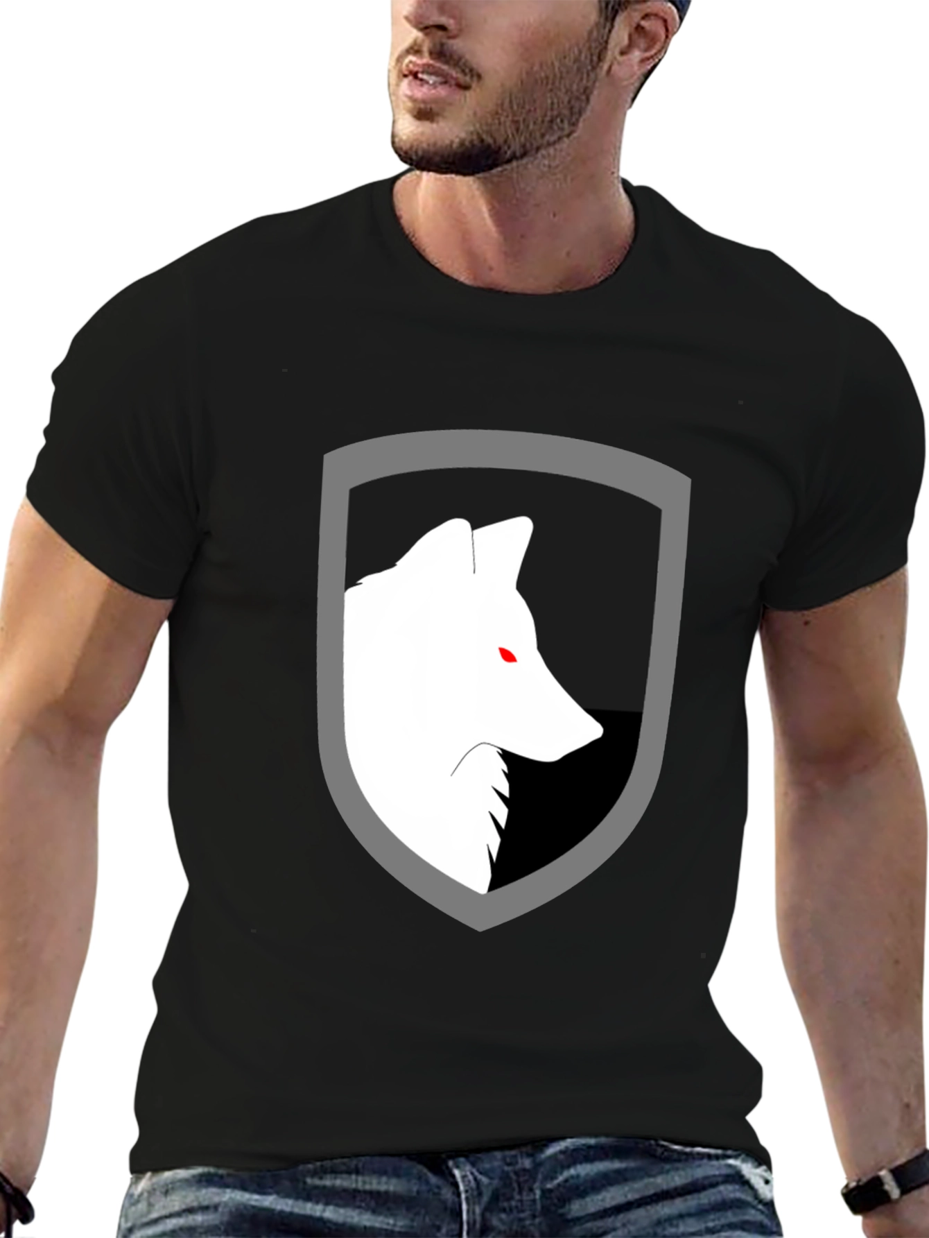 Wolf Shield Graphic Tee - Black Cotton Blend