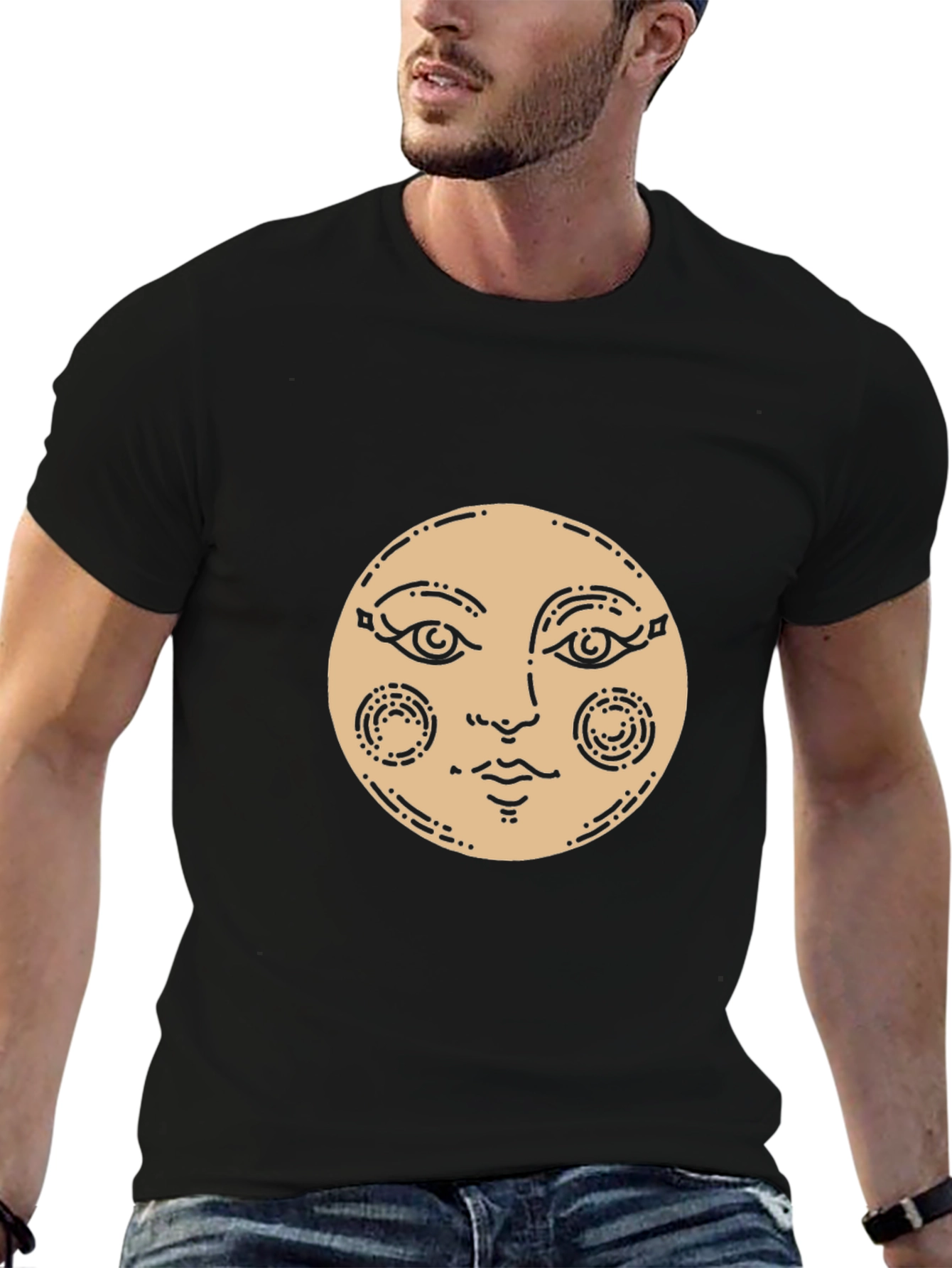 Mystic Moon Face Graphic T-Shirt