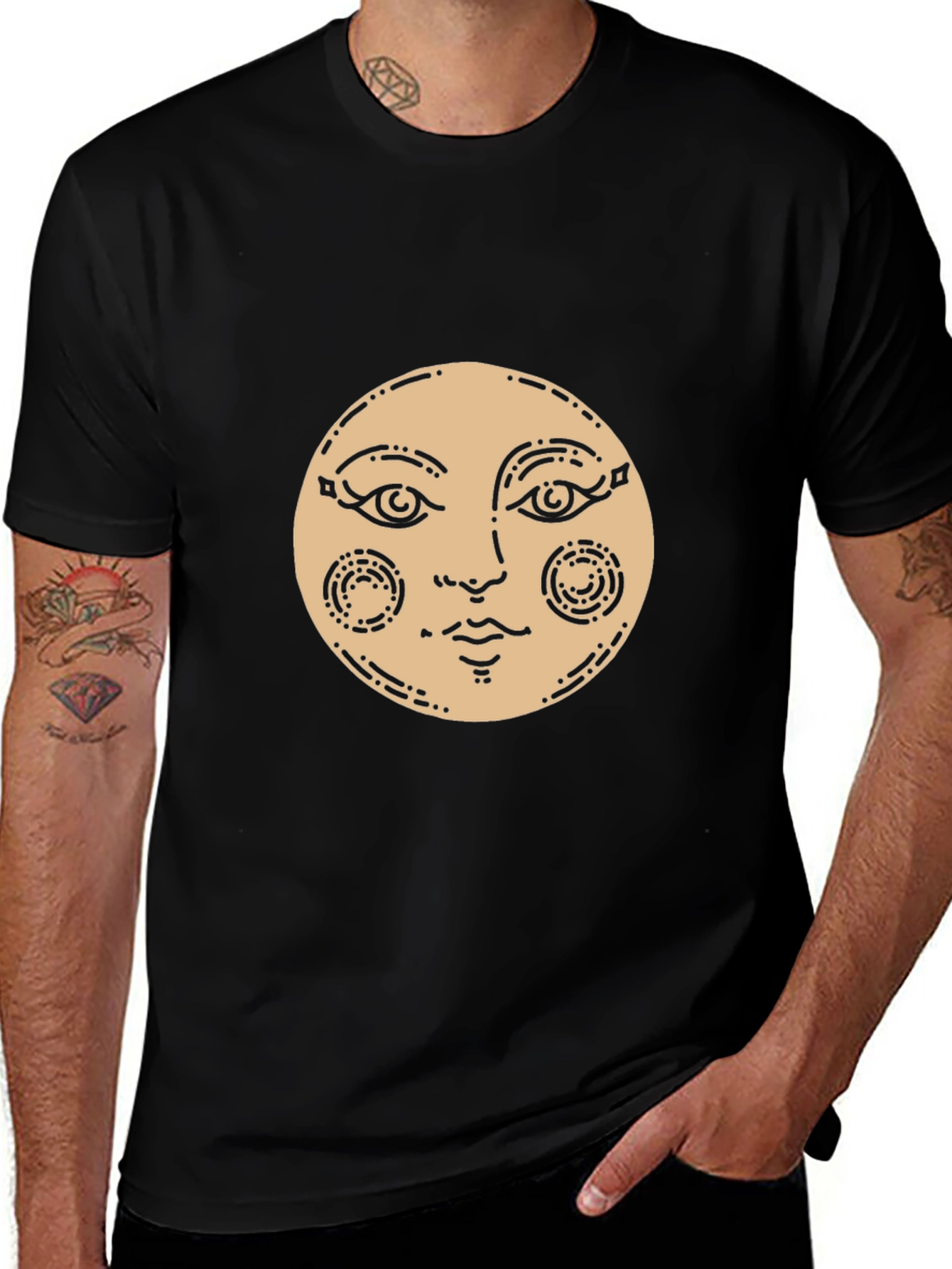 Mystic Moon Face Graphic T-Shirt
