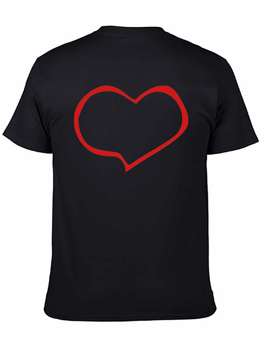 Black T-Shirt with Red Heart Outline