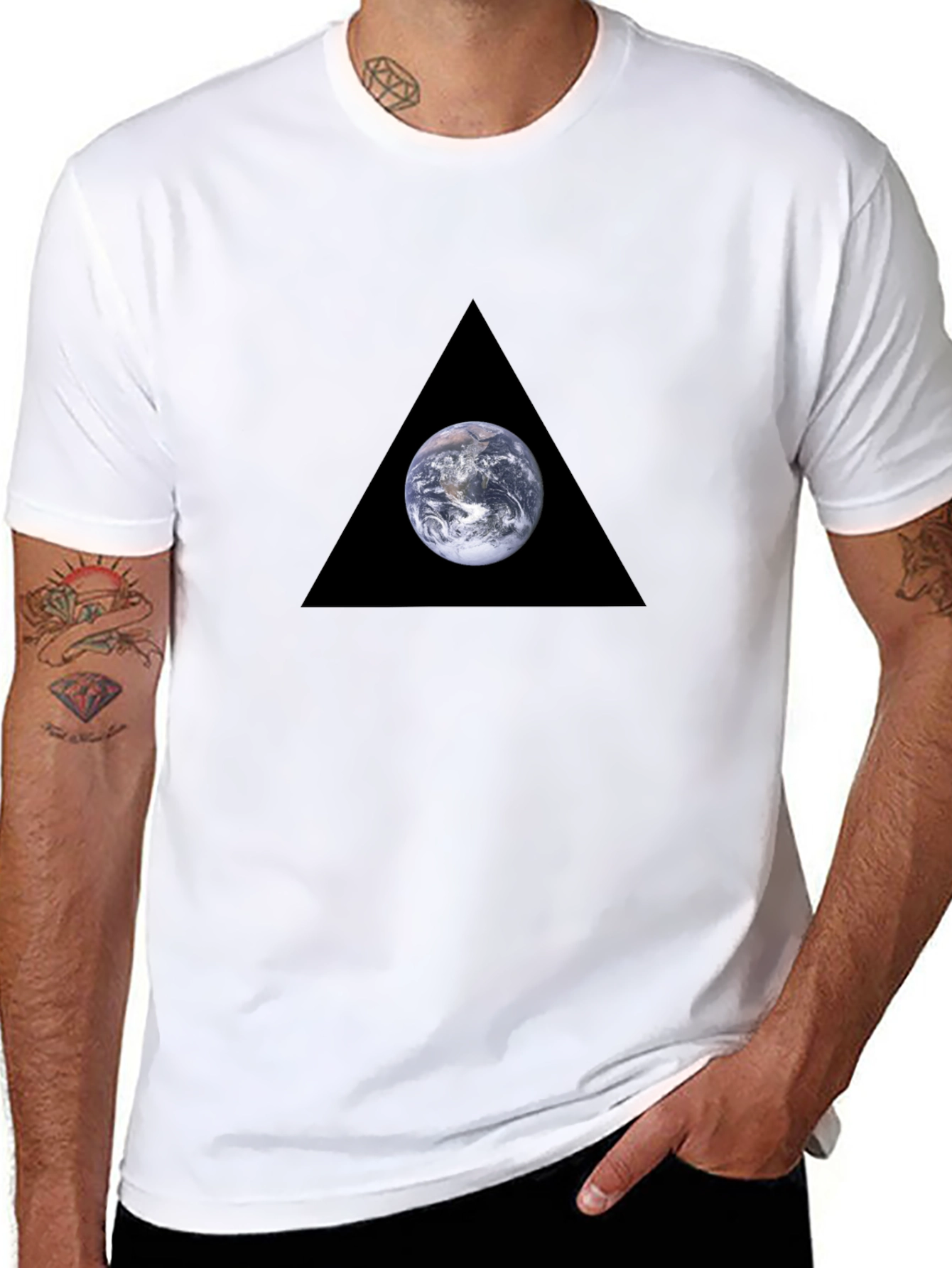 Earth in Triangle Black T-Shirt