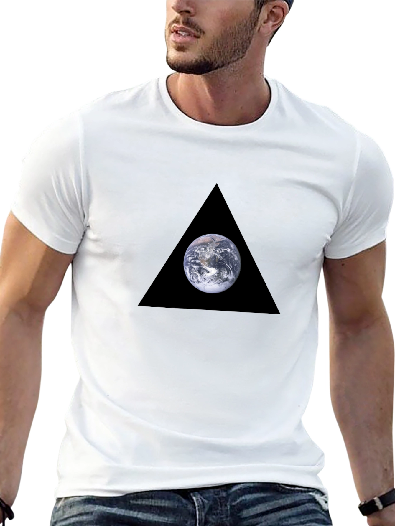 Earth in Triangle Black T-Shirt