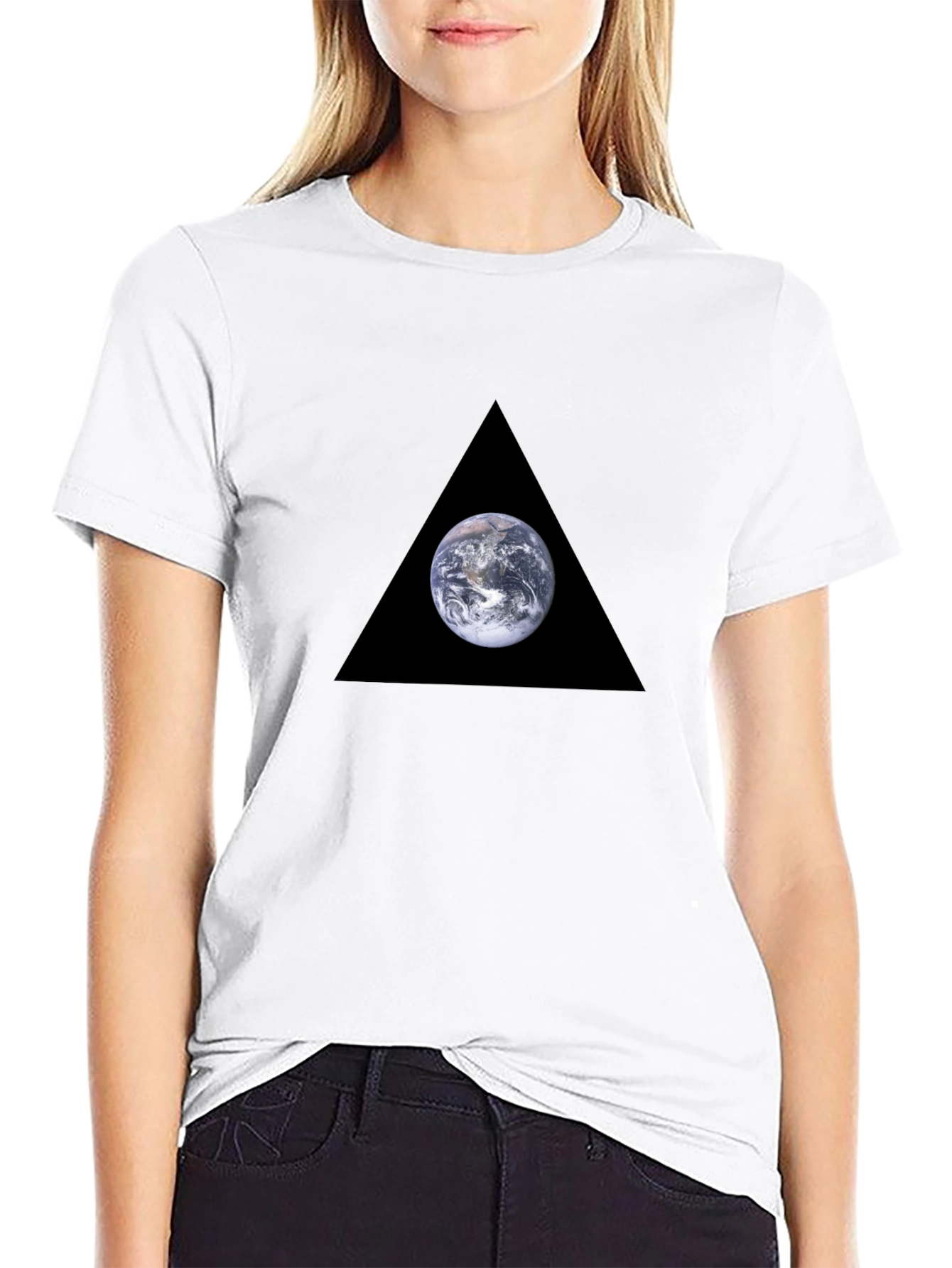 Earth in Triangle Black T-Shirt