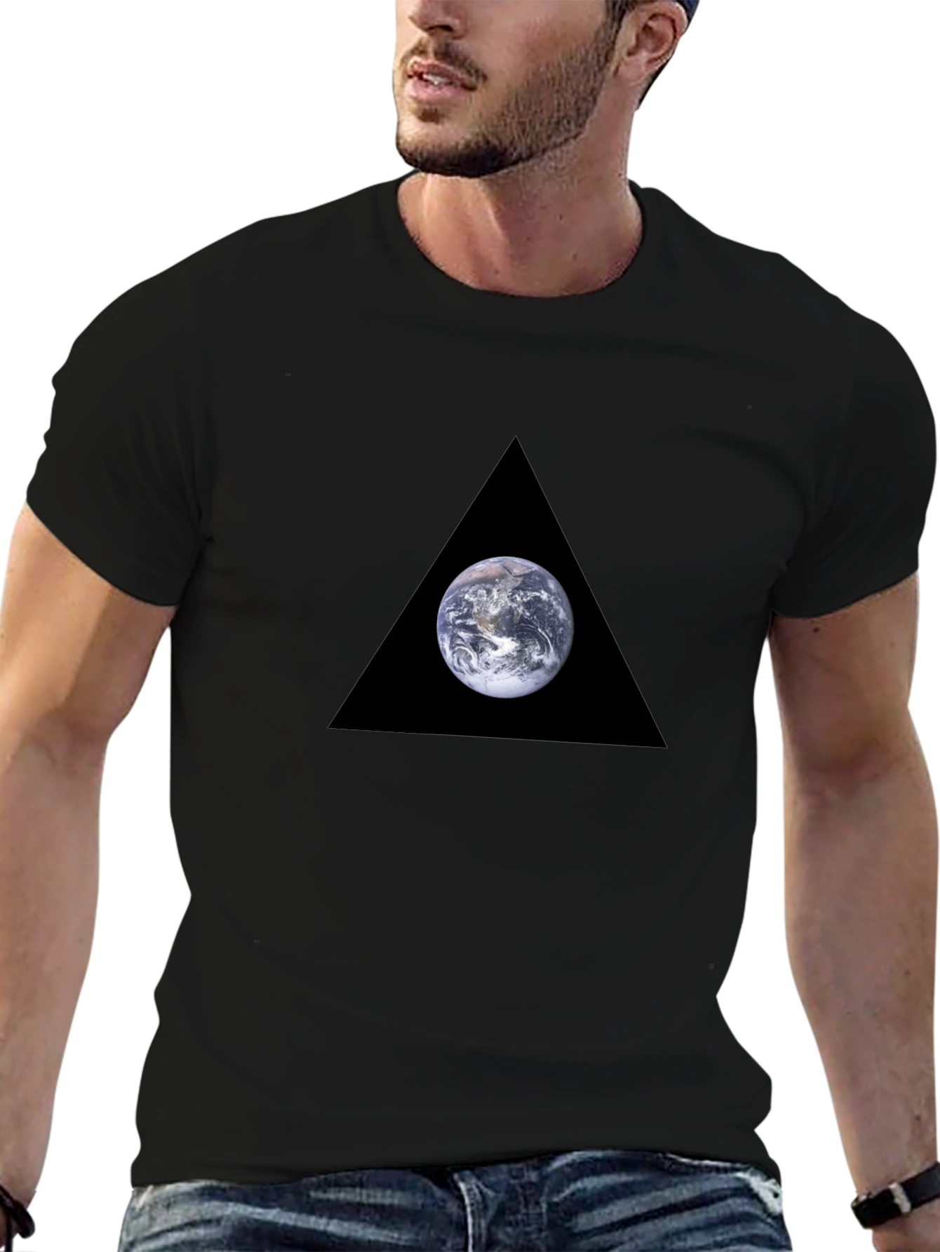 Earth in Triangle Black T-Shirt