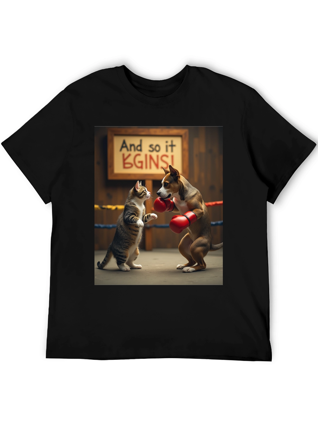 Boxing Cat and Dog Graphic Tee