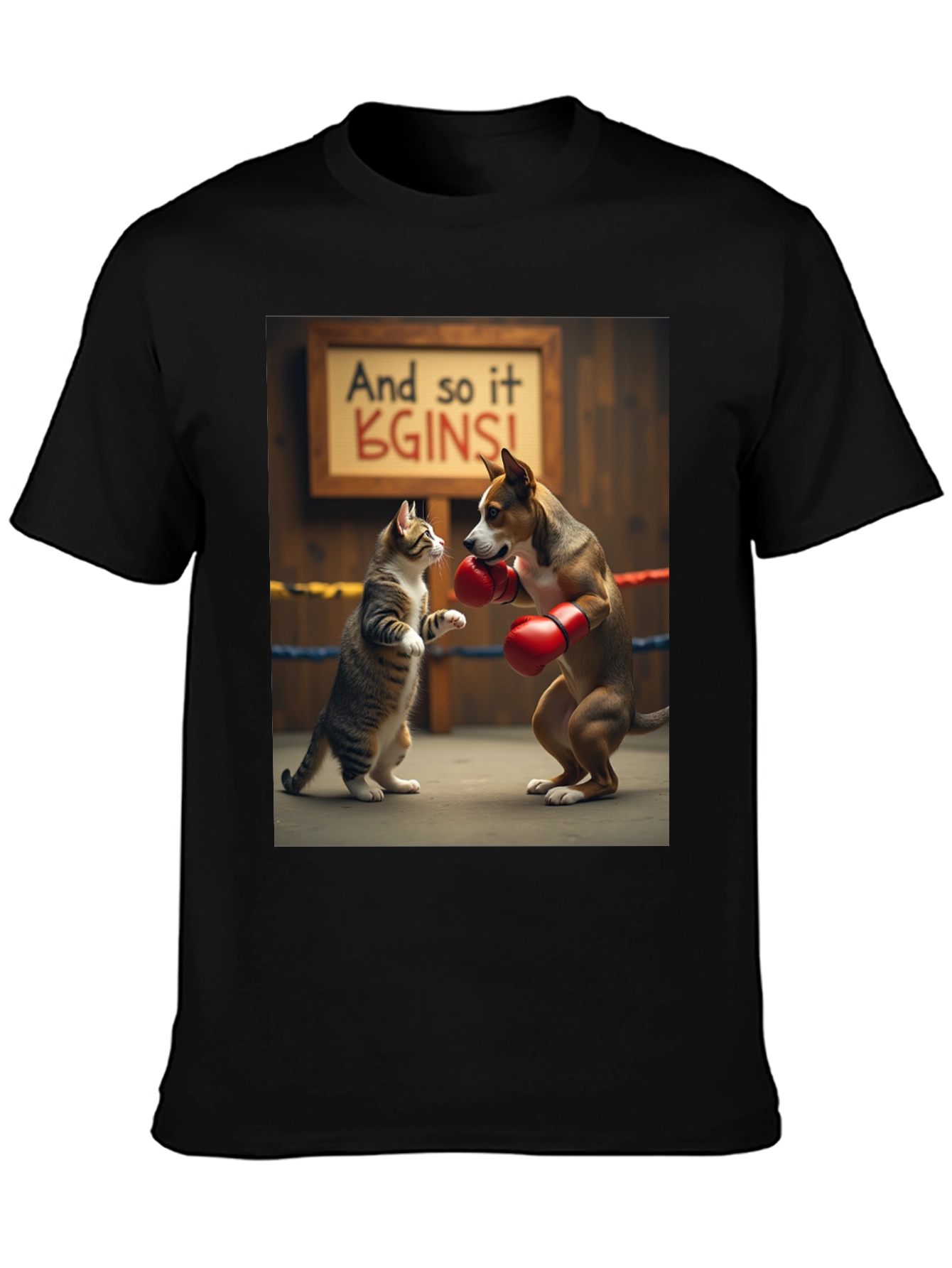 Boxing Cat and Dog Graphic Tee