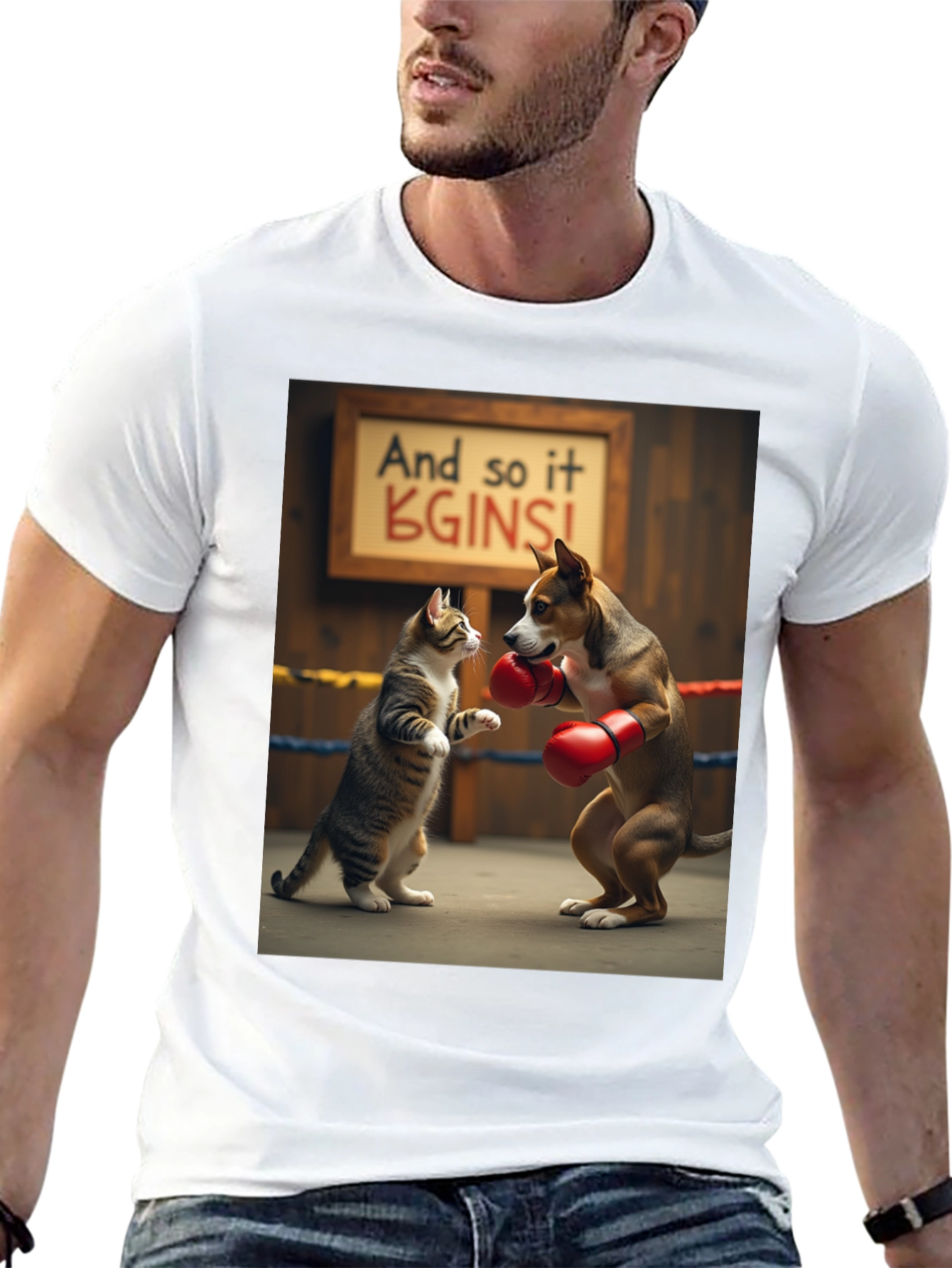 Boxing Cat and Dog Graphic Tee