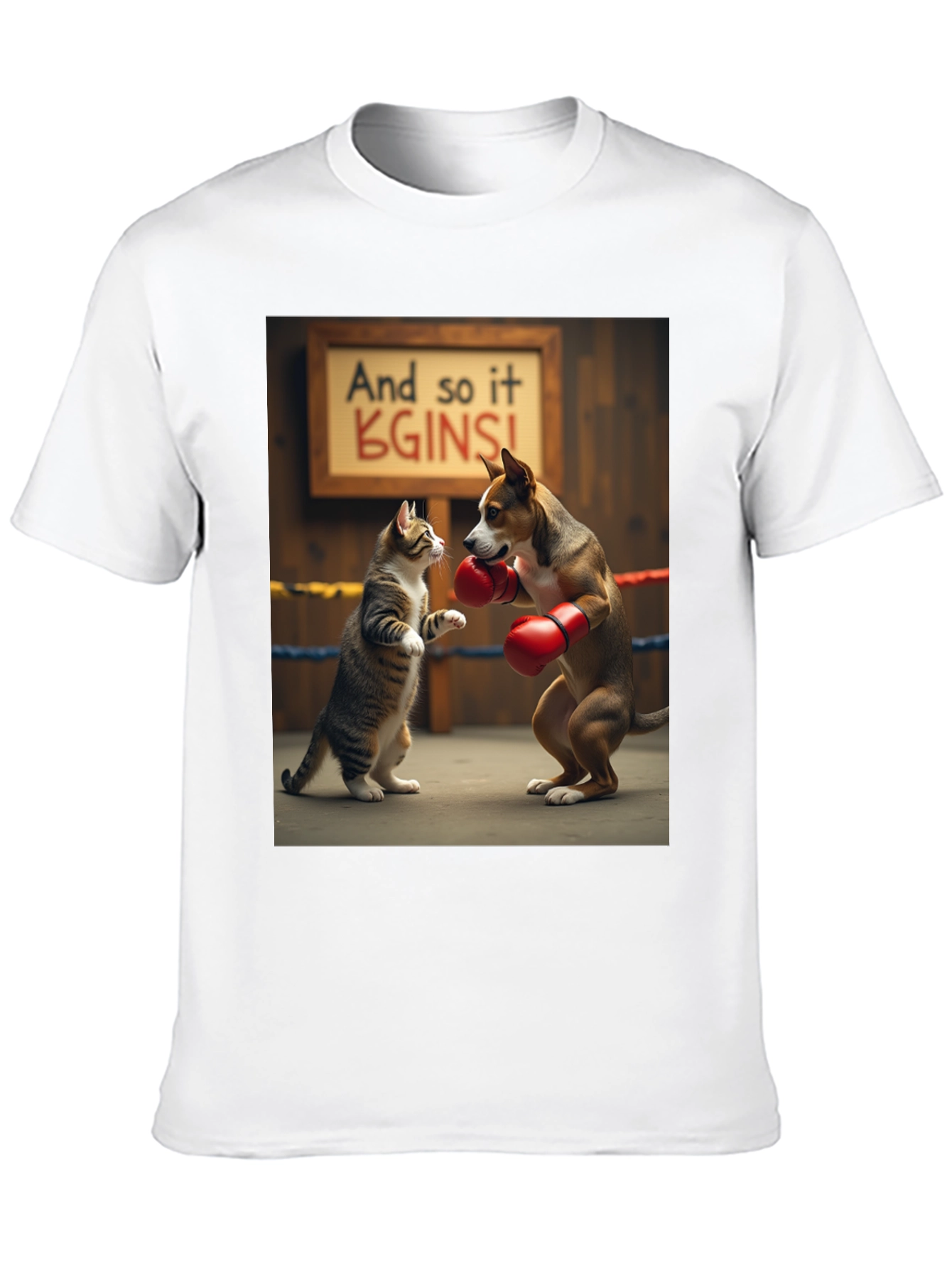 Boxing Cat and Dog Graphic Tee