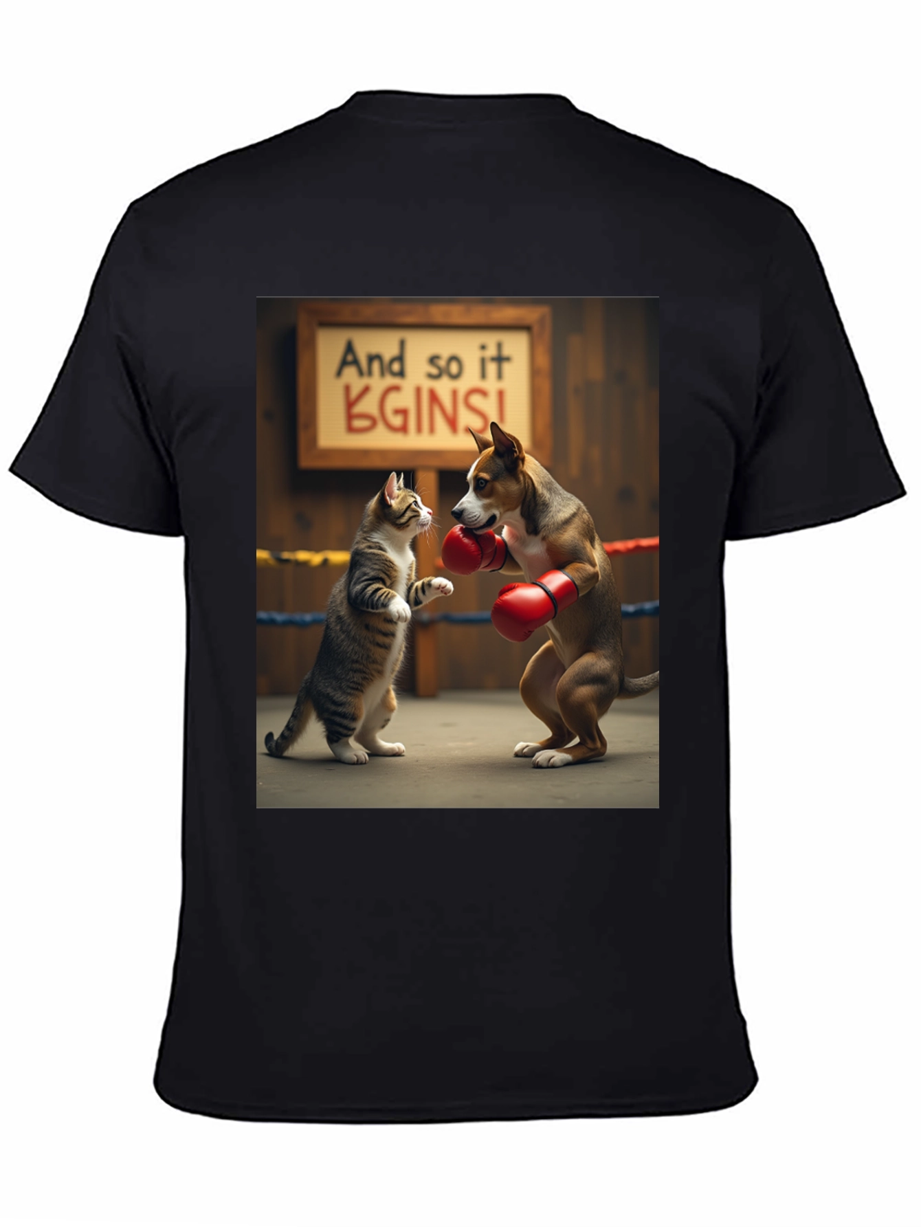Boxing Cat and Dog Graphic Tee