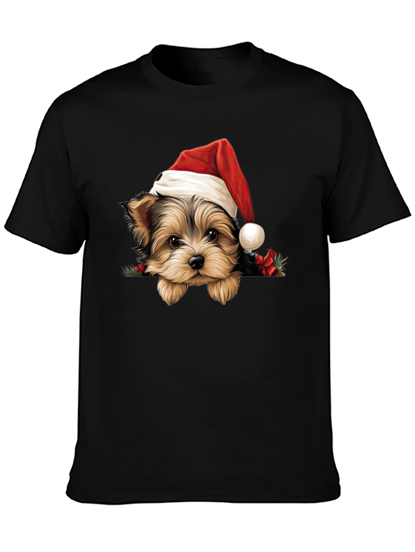 Dog in Santa Hat Graphic Tee