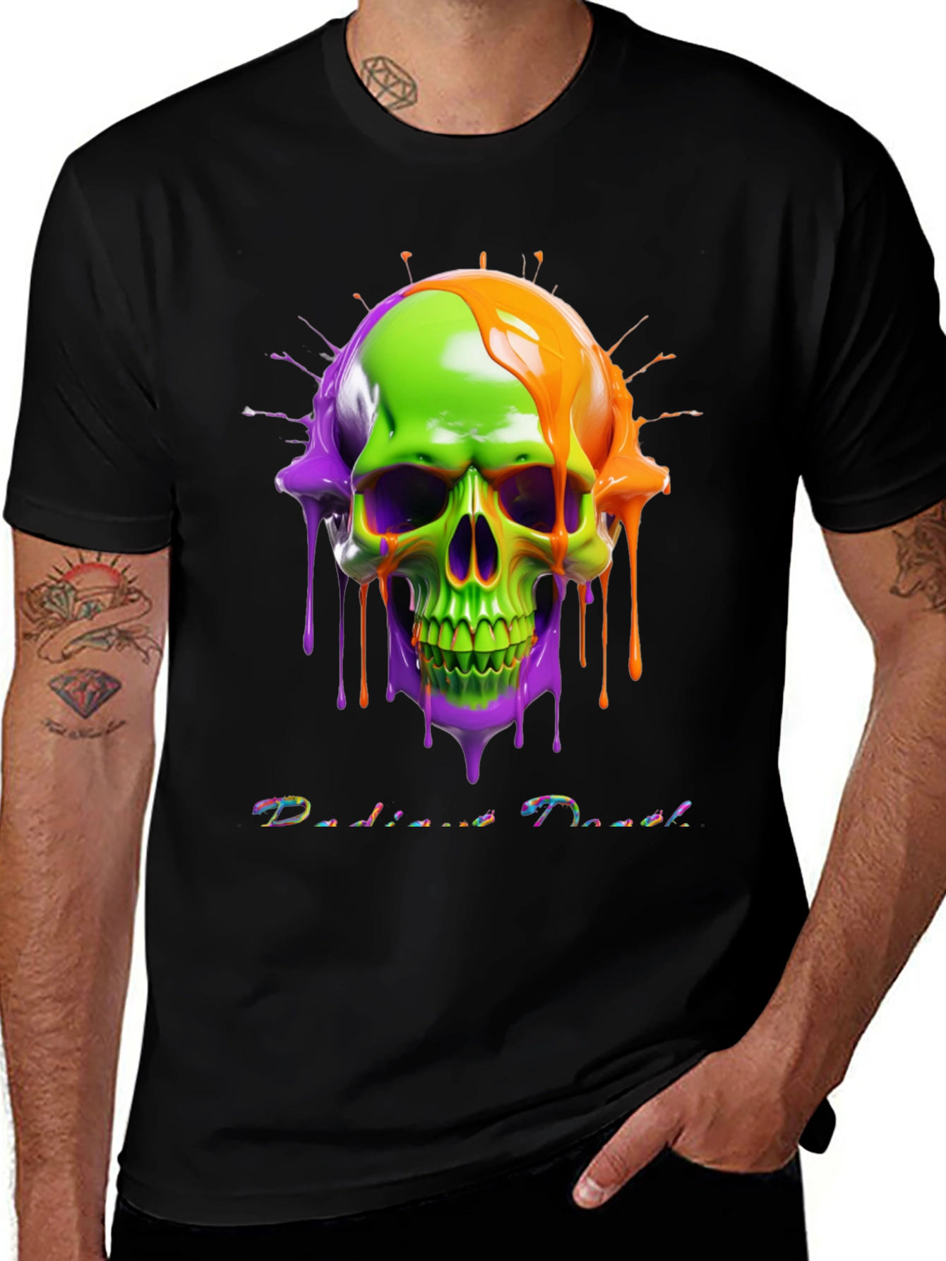 Radiant Death Tee - Neon Skull Graphic T-Shirt