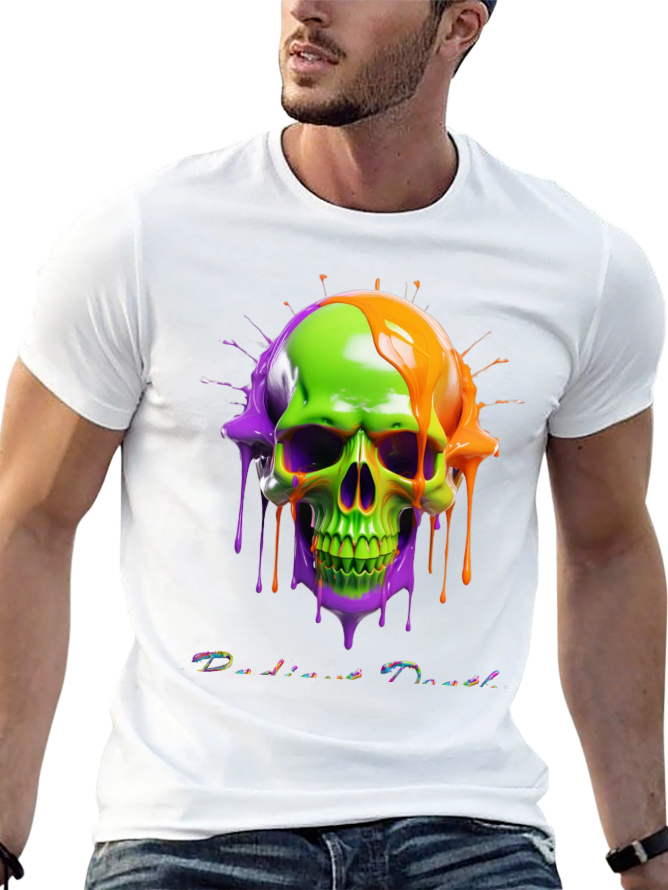 Radiant Death Tee - Neon Skull Graphic T-Shirt