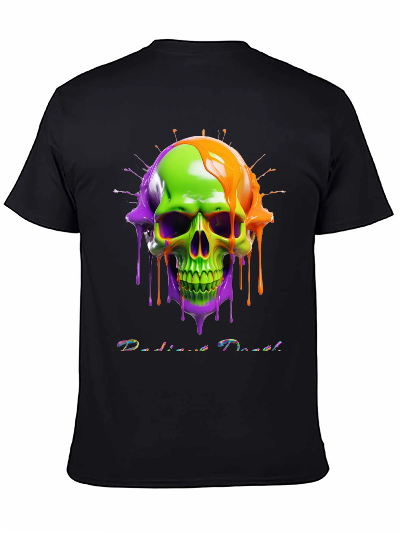 Radiant Death Tee - Neon Skull Graphic T-Shirt