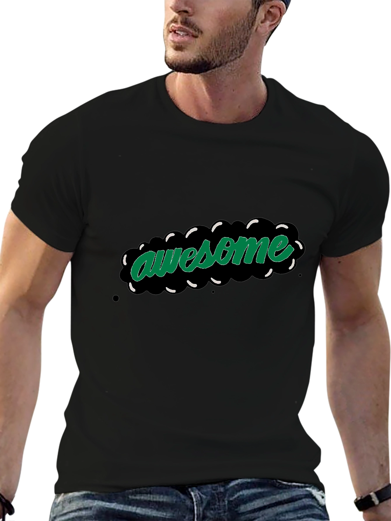 Awesome Graphic Print Black T-Shirt