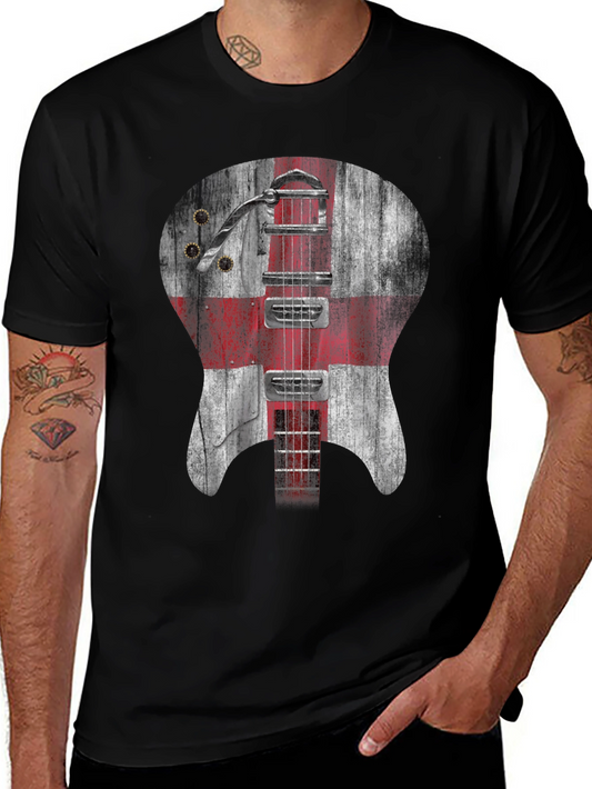 England Flag Guitar Graphic Tee - Black