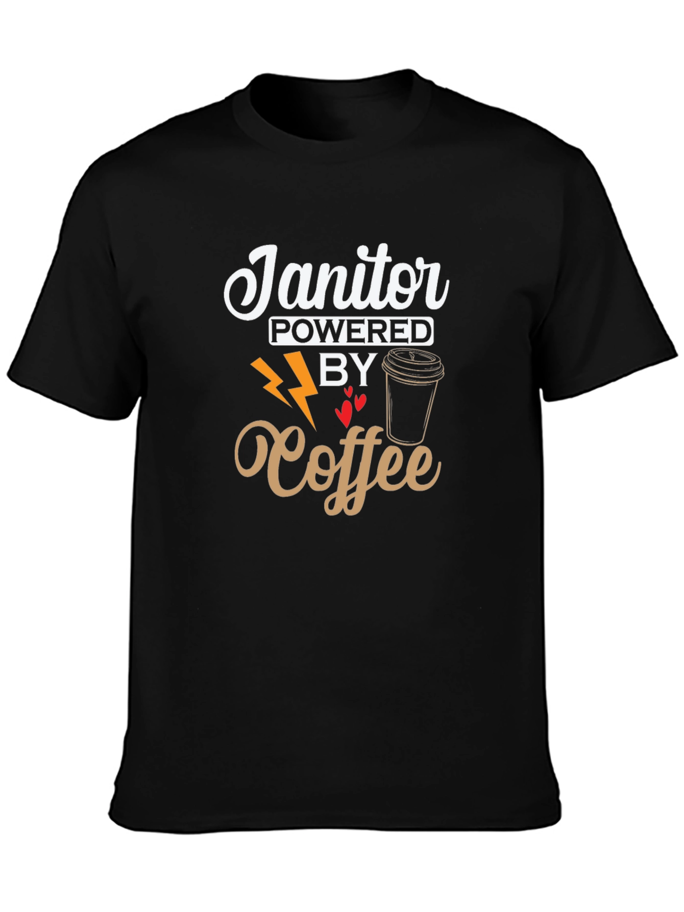 Janitor Powered By Coffee Black T-Shirt