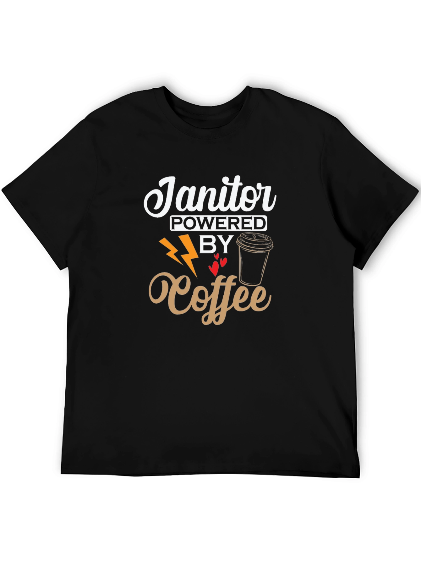 Janitor Powered By Coffee Black T-Shirt
