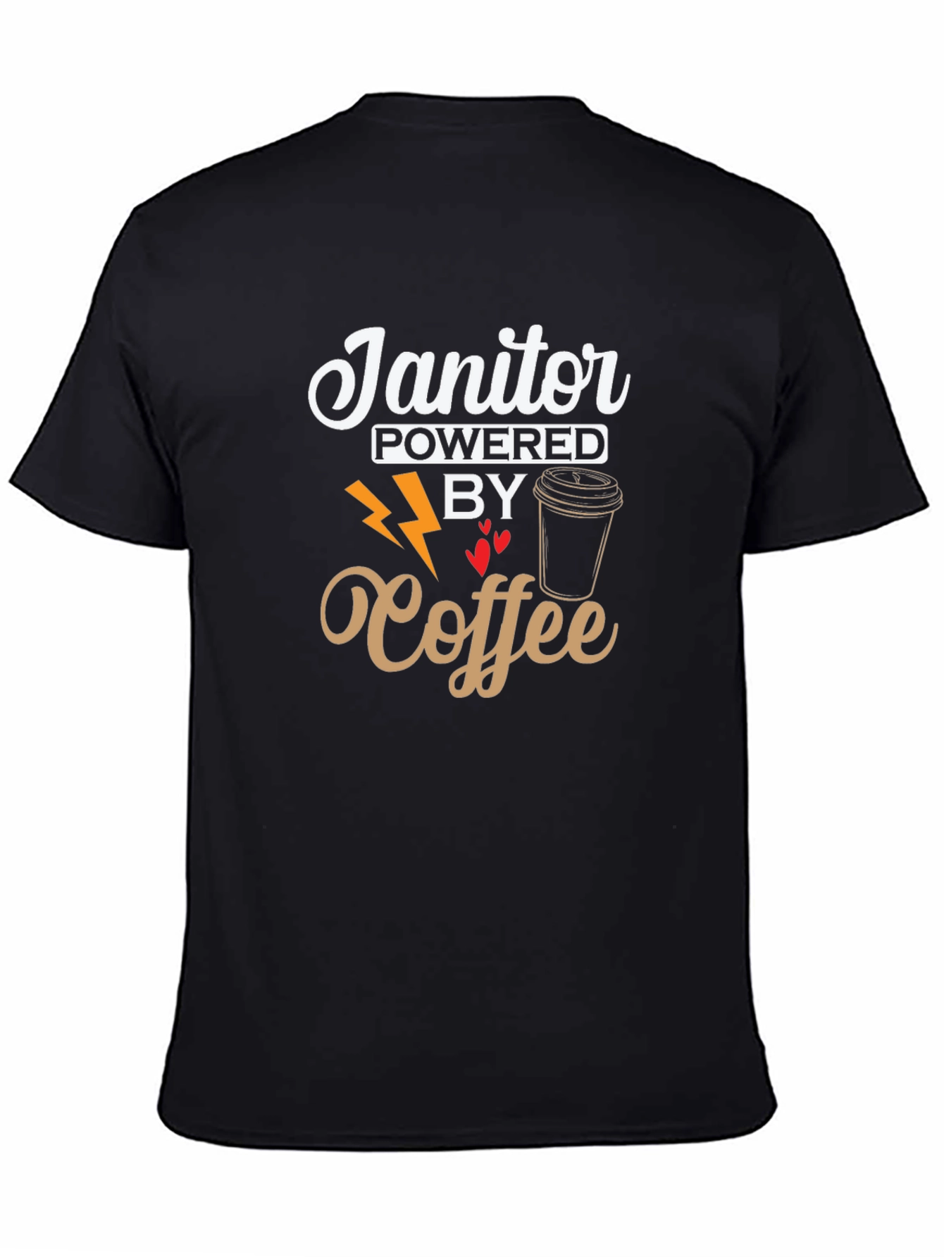 Janitor Powered By Coffee Black T-Shirt