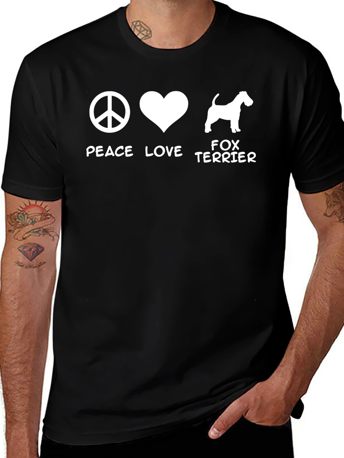 Peace Love Fox Terrier Graphic T-Shirt