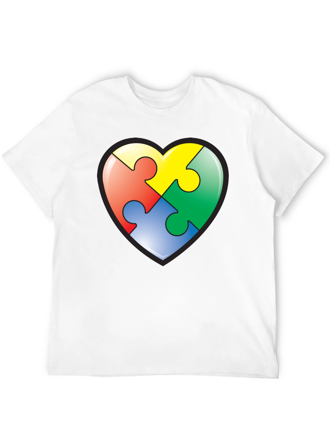 Autism Awareness Heart Puzzle T-Shirt - Black