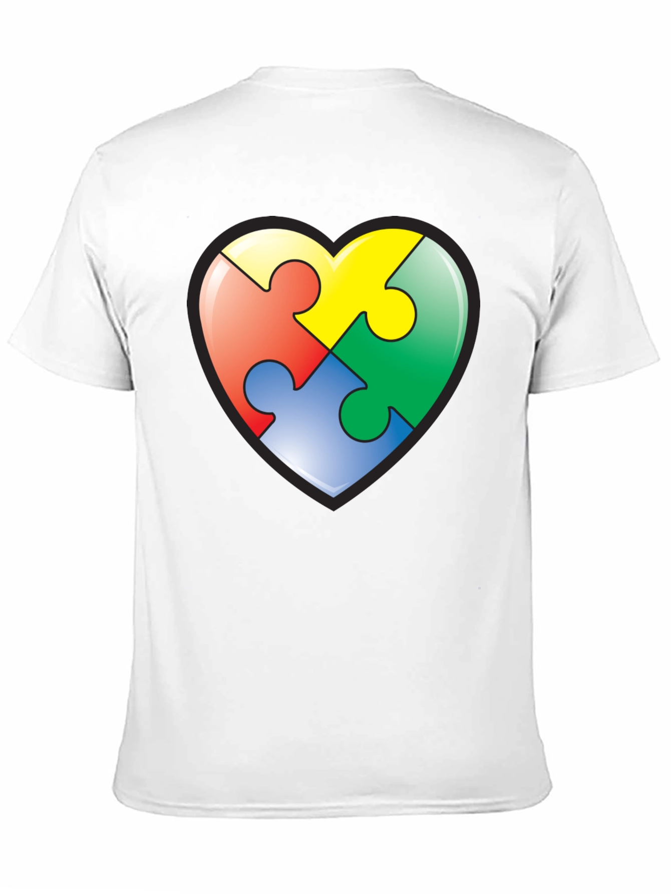 Autism Awareness Heart Puzzle T-Shirt - Black