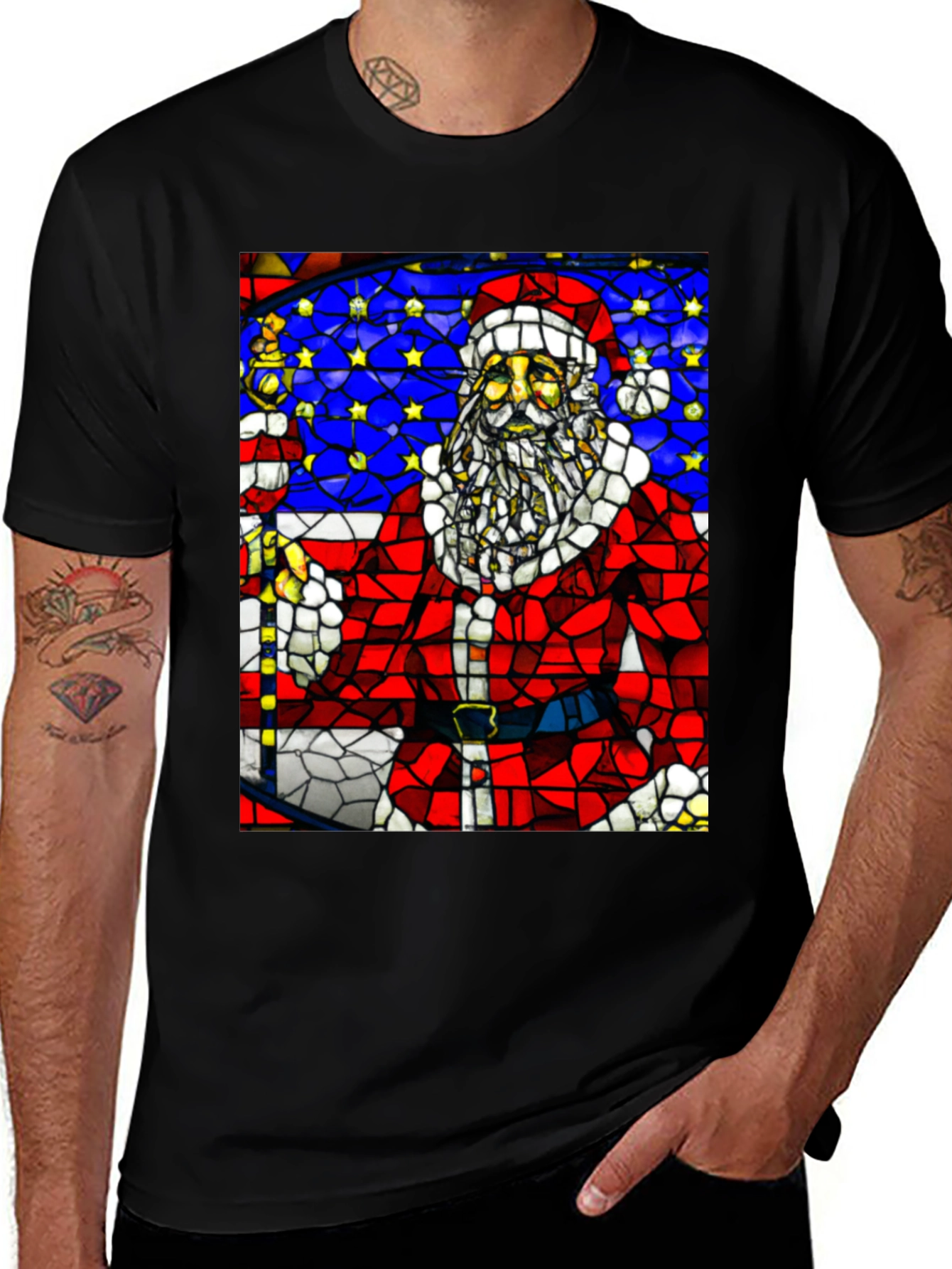 Santa Stained Glass T-Shirt