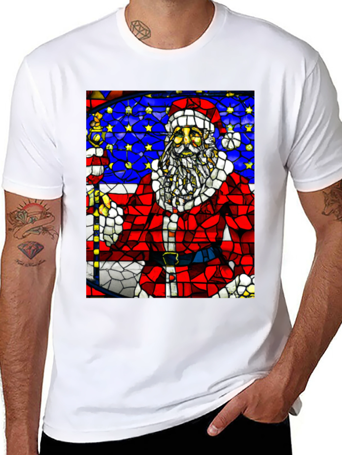 Santa Stained Glass T-Shirt