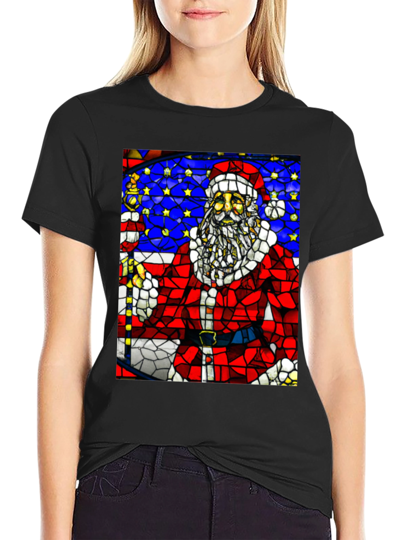 Santa Stained Glass T-Shirt