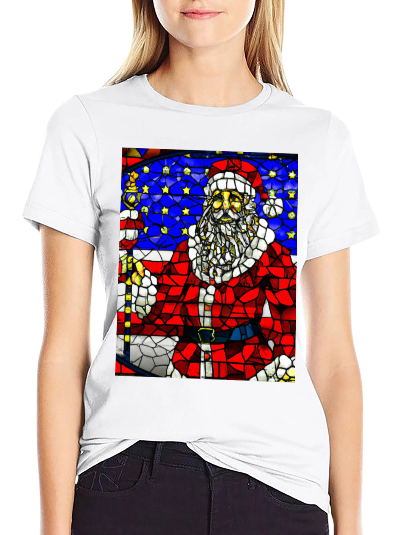 Santa Stained Glass T-Shirt