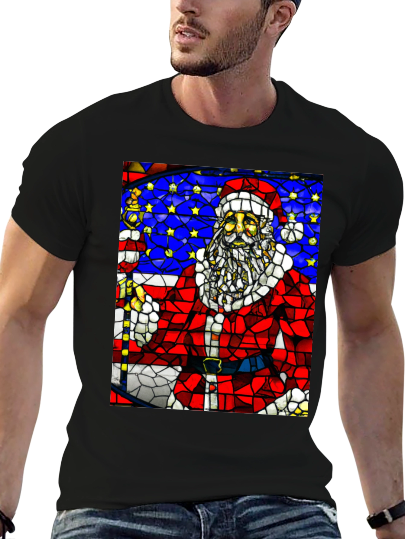 Santa Stained Glass T-Shirt