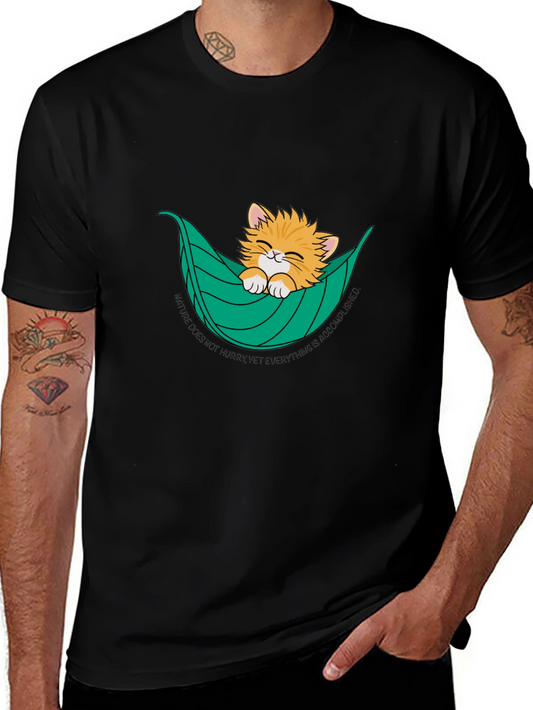 Cat in Hammock T-Shirt - Nature Does Not Hurry Tee