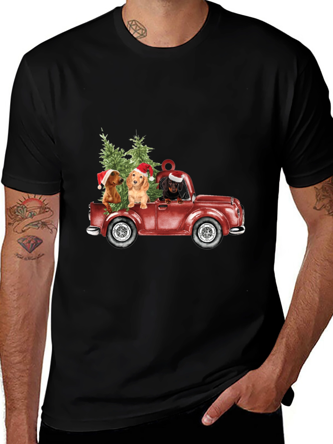 Christmas Dachshund Truck T-Shirt